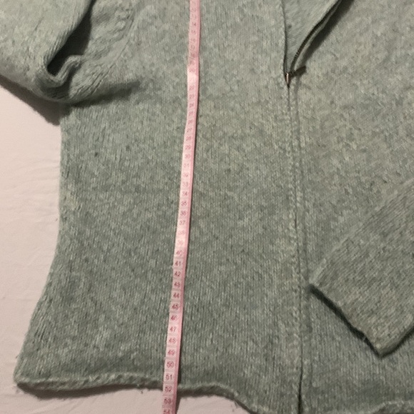 L. L. Bean sweater full zip knit green sweater lambs wool rabbit hair blend XS - Picture 9 of 13